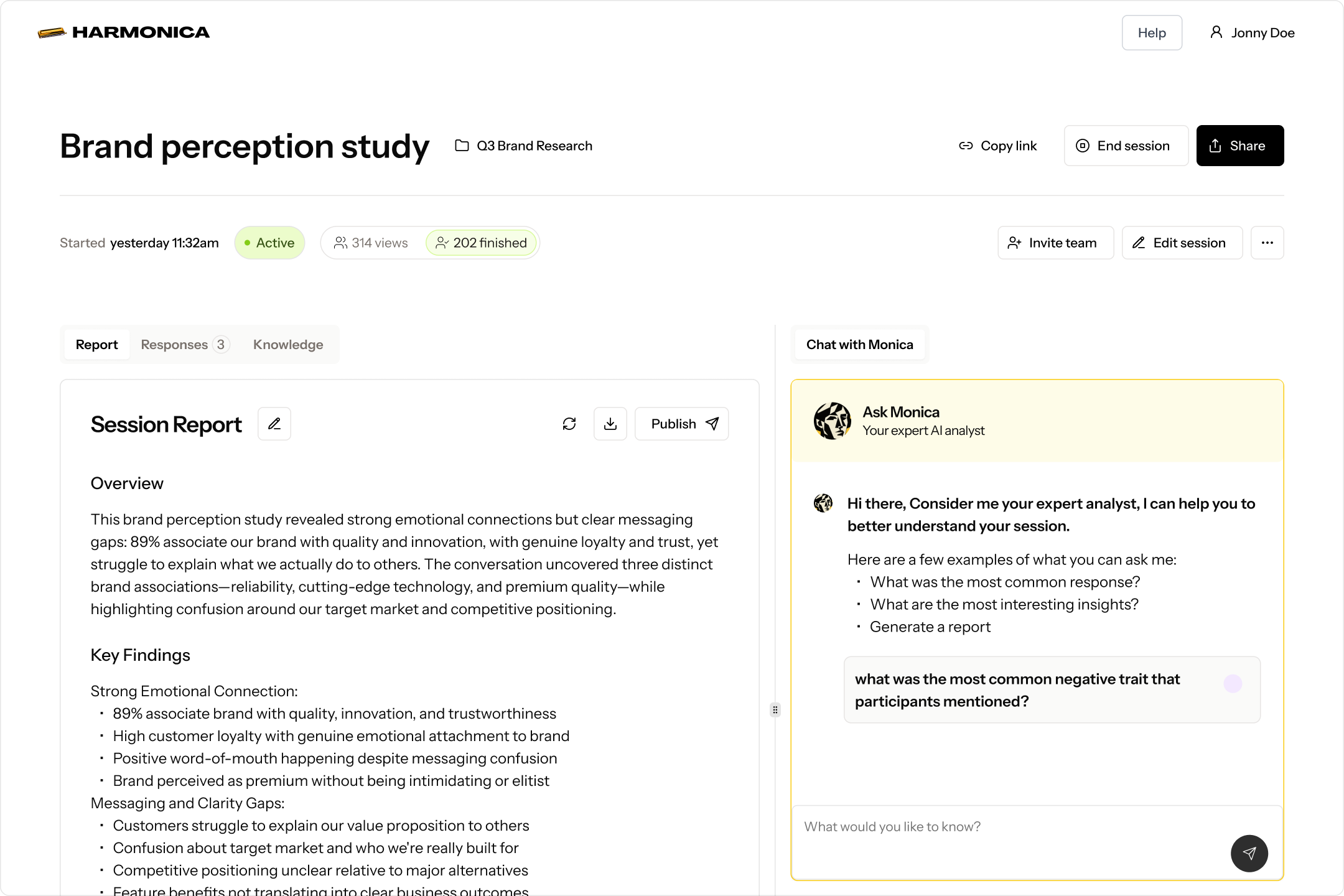 Dashboard with actionable insights